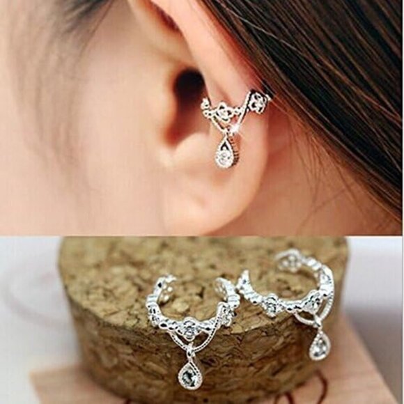 Other - Without Pierced Ear Bone Folder Punk Fashion Ear Cuff Wrap Rhinestone Cartilage